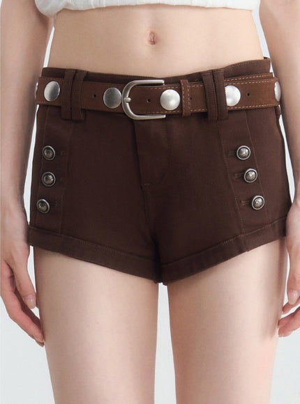 Button Cotton Twill Shorts