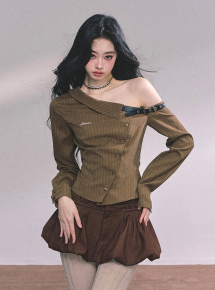 Buckle Strap Off-Shoulder Top