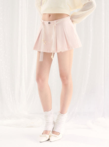 Soft Pleated Cotton Mini Skirt