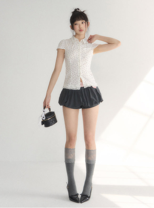 Polka Dot Fitted Peplum Top