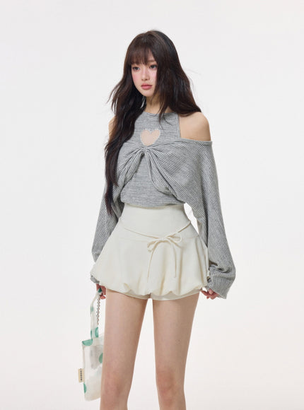 Twist-Front Cutout Knit Top