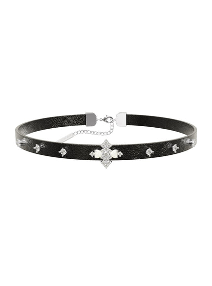 Noir Cross Pearl Choker