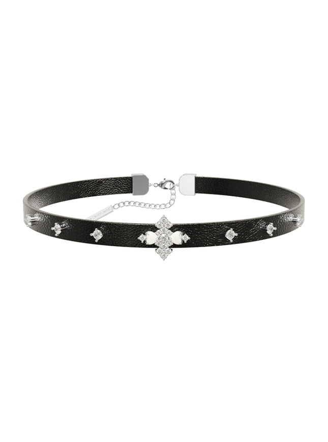 Noir Cross Pearl Choker