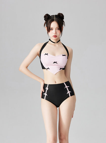 Heart-Shaped Halter Bikini Set