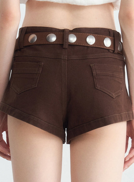 Button Cotton Twill Shorts