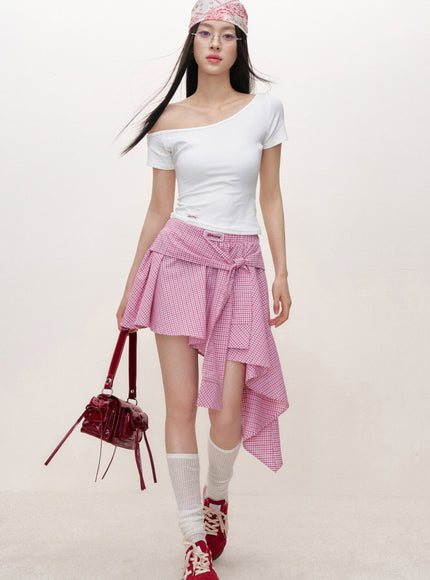 Convertible Gingham Wrap Skirts