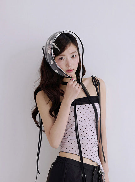 Polka Dot Ribbon Corset Cami Top