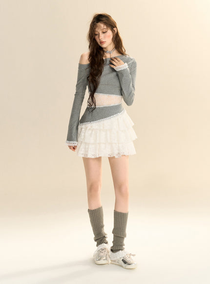 Lace Waist Off-Shoulder Top