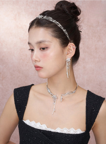 Starlight Cascade Pearl Drop Earrings