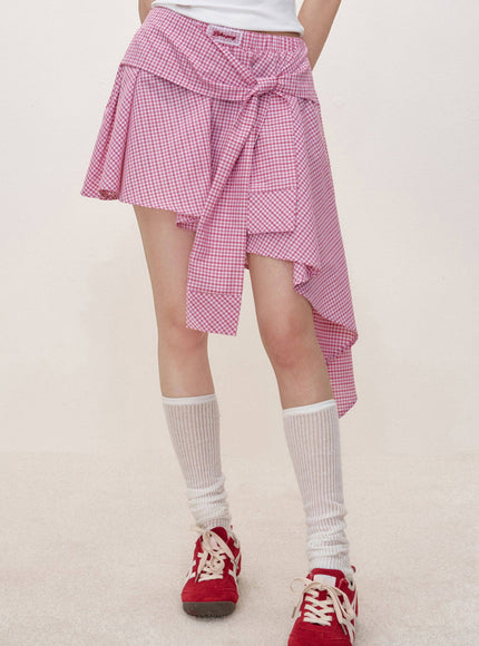 Convertible Gingham Wrap Skirts