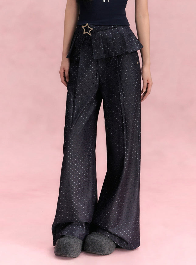 Star Detail Layered Wide-Leg Pants