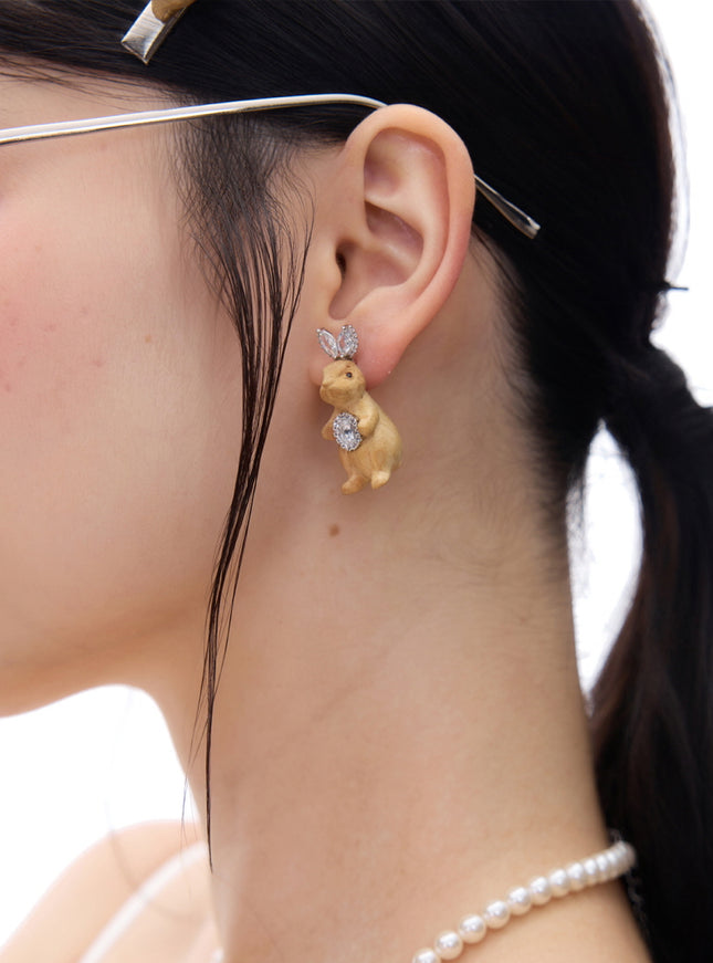Crystal Bunny Drop Earrings