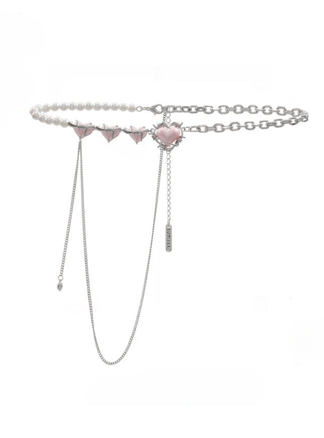 Barbed Heart Layered Pearl Necklace