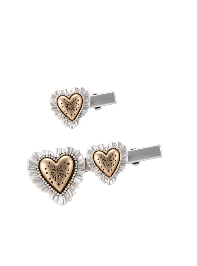 Vintage Ruffle Heart Hair Clip