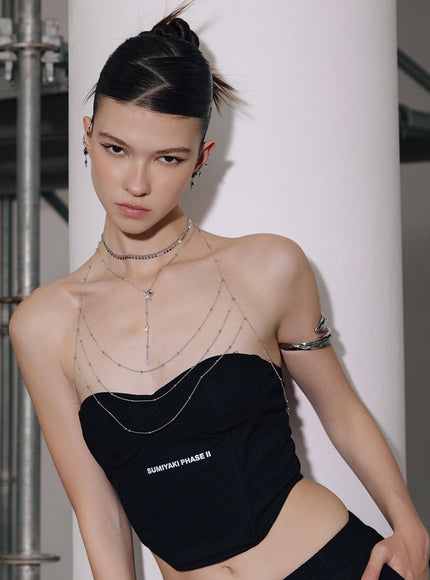 Draped Crystal Body Chain Necklace