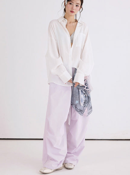 Drawstring Wide Leg Pants