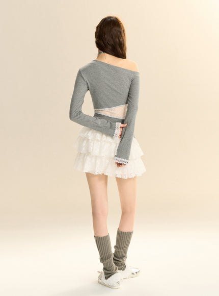 Lace Waist Off-Shoulder Top