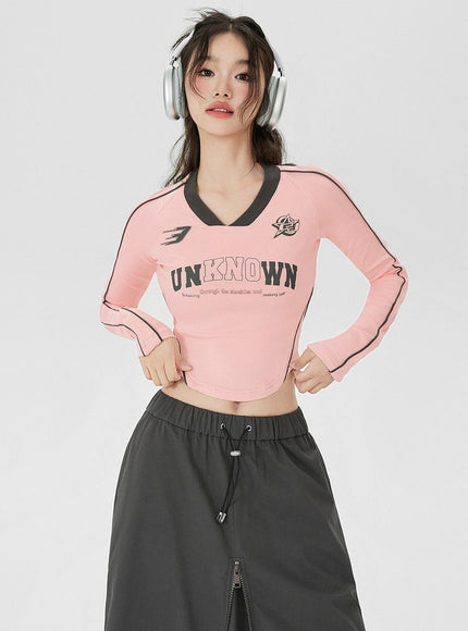 Logo V-Neck Crop Top