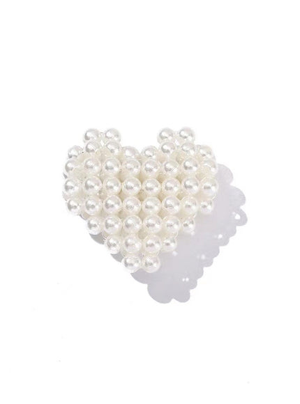 Pearly Heart Cluster Statement Ring
