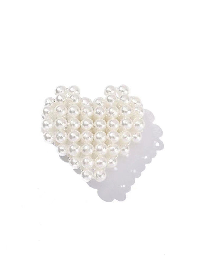 Pearly Heart Cluster Statement Ring