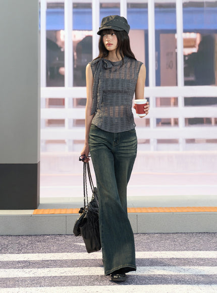 Textured Sheer Sleeveless Top