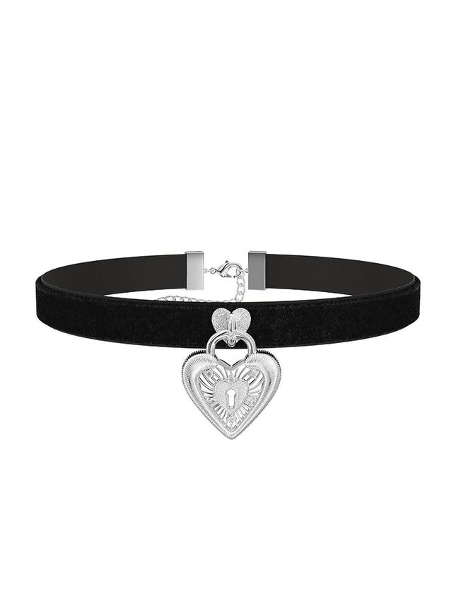 Lock Heart Velvet Choker