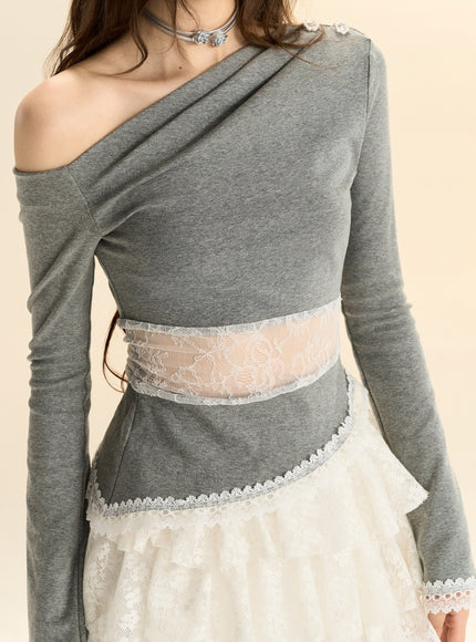 Lace Waist Off-Shoulder Top