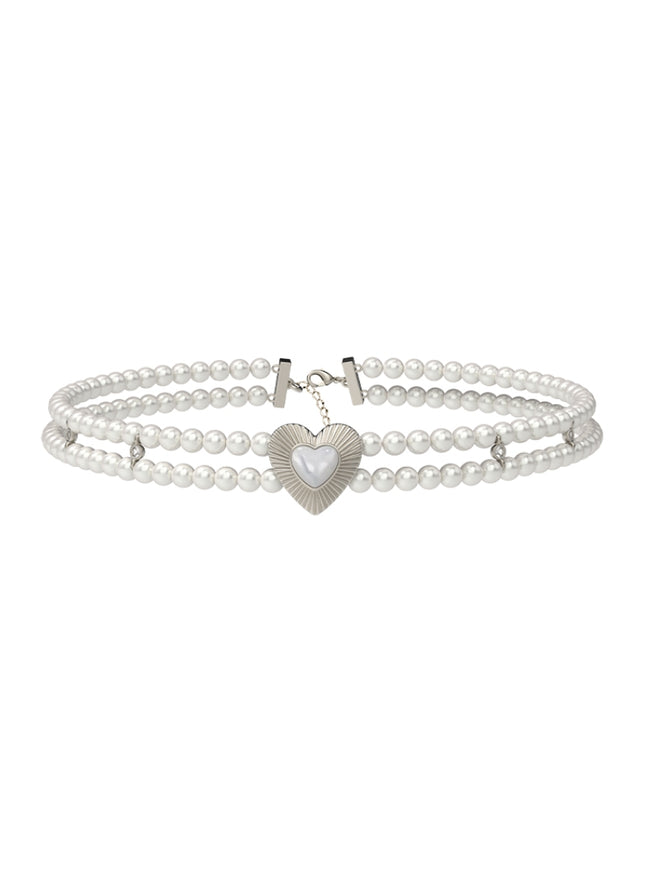 Lueur Heart Double Pearl Choker