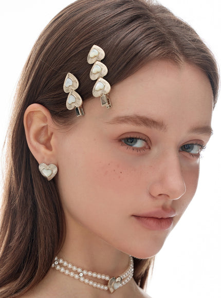 Lueur Heart Shell Hair Clips