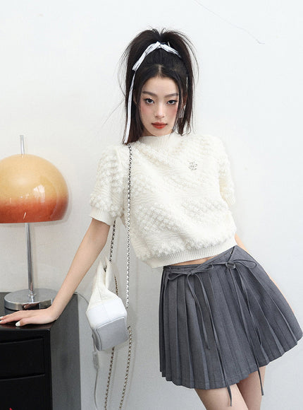 Textured Cropped Knit Top