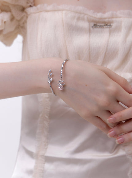 Rose Pearl Branch Bangle Bracelet