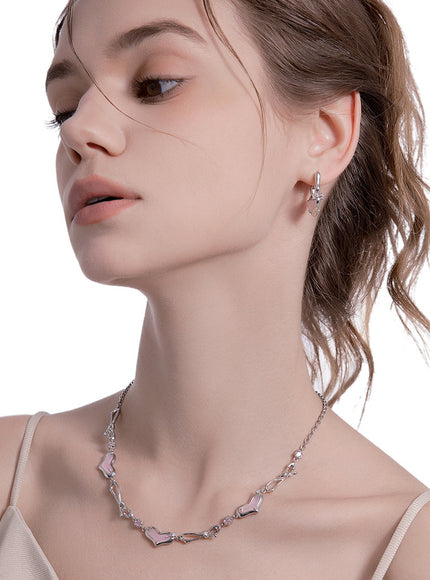 Pink Melted Heart Hoop Earrings