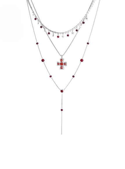 Red Gem Multi-Layer Necklace