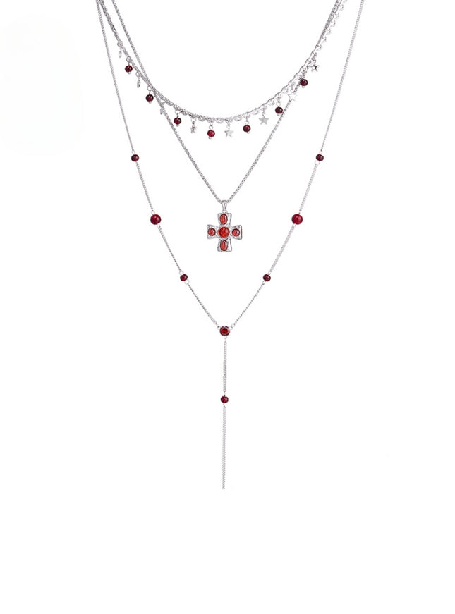 Red Gem Multi-Layer Necklace