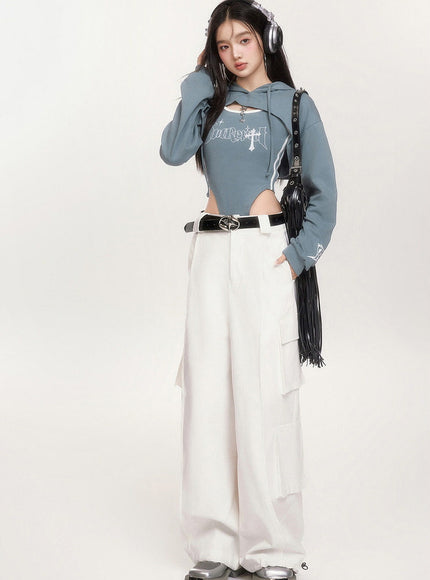 Layered Cut-Out Hoodie