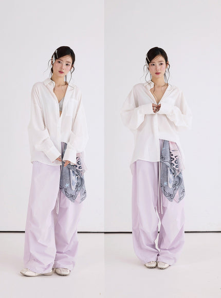 Drawstring Wide Leg Pants