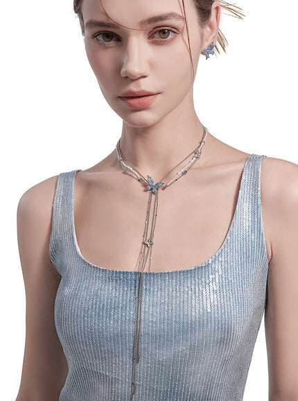 Twilight Wing Lariat Necklace