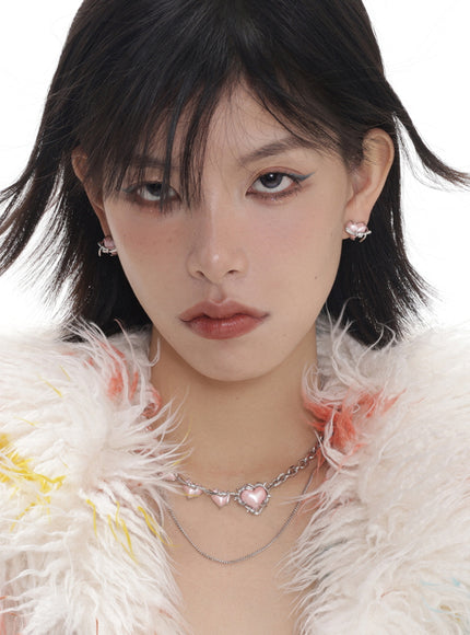 Barbed Heart Layered Pearl Necklace