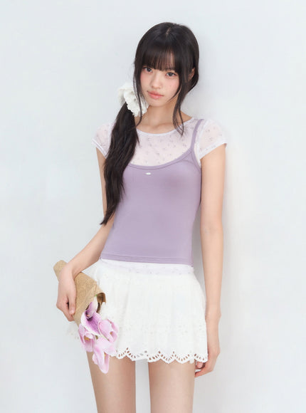 Layered Mesh Cami T-Shirt