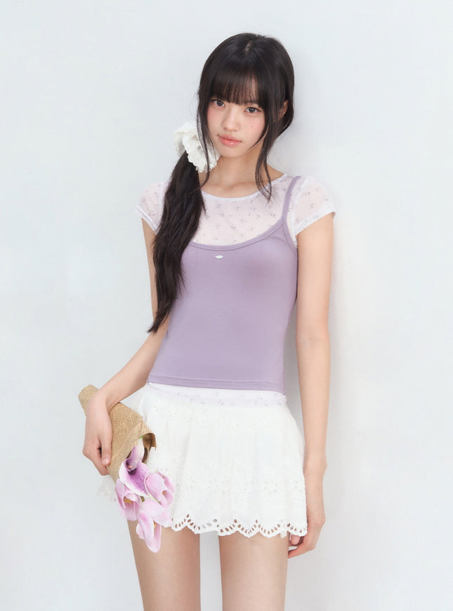 Layered Mesh Cami T-Shirt