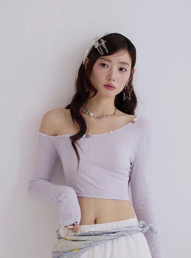Stud Off-Shoulder Crop Top