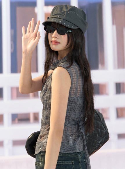 Textured Sheer Sleeveless Top