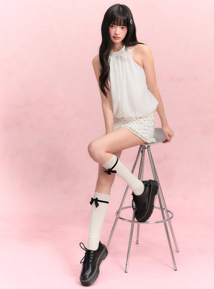 Polka Dot Satin Mini Skirt
