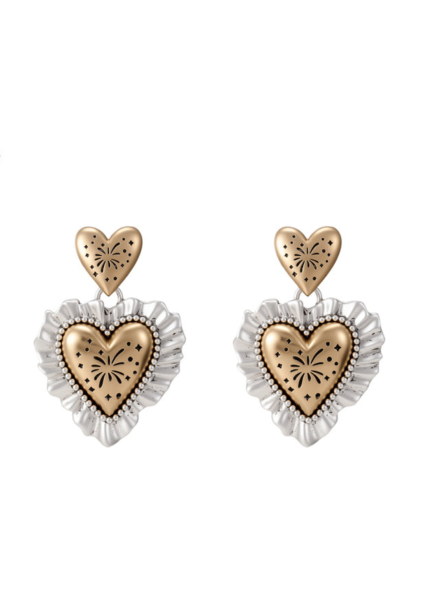 Vintage Ruffle Heart Earrings