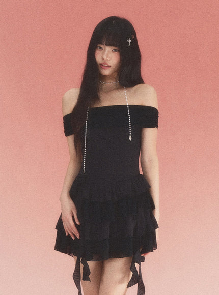 Off-Shoulder Ruffle Mini Dress