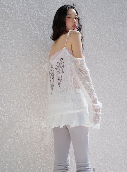 Bow Strap Knit Cami Top