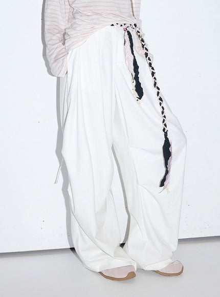 Draped Wide-Leg Relaxed Pants