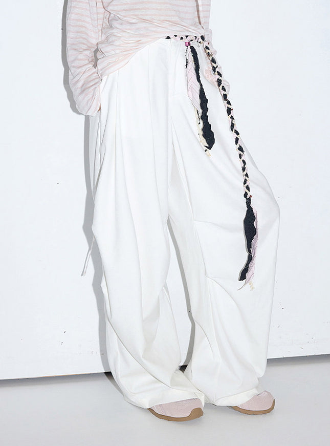 Draped Wide-Leg Relaxed Pants