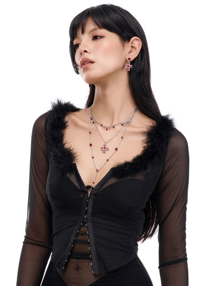 Red Gem Multi-Layer Necklace
