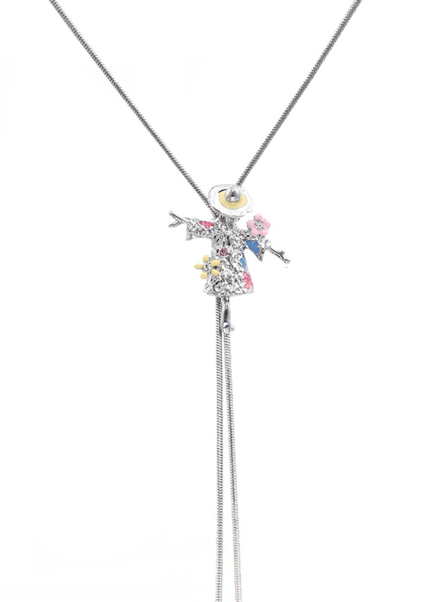 Flower Doll Lariat Necklace